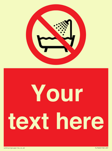 Custom Do not use this device in a bathtub shower or water-filled reservoir